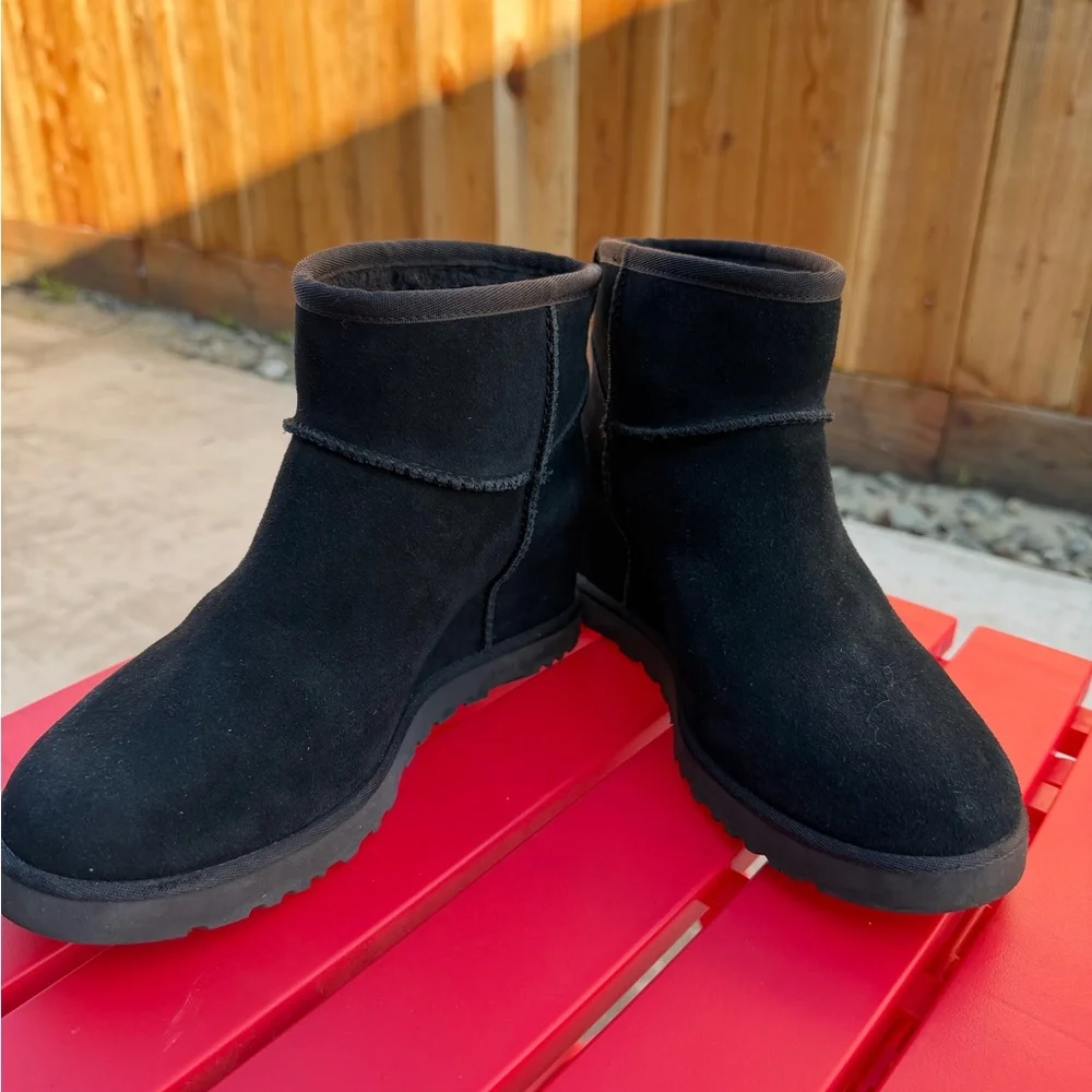 UGG Charcoal mini  Suede wedge Ankle Boots